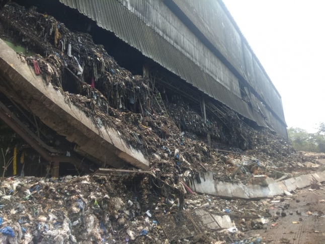 Wall collapses at Sonsodo plant due to weight of solid waste resting against the wall
