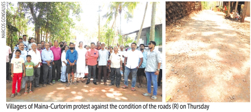 Fed up with uneven and unsafe roads, Maina-Curtorim villagers hold protest to draw local MLA’s attention